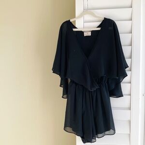 Pins & Needles Black Flutter-Sleeve Romper